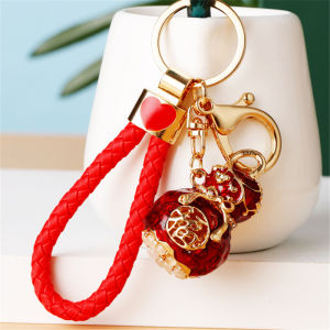 [SPRINTT] GK035 Gantungan Kunci Diamond Tali Merah Vas Kekayaan Cantik Mobil HP Tas Good Luck Keychain Pria Wanita