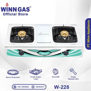Winn Gas Kompor Gas 2 Tungku Stainless Steel Teknologi Sun Burner - W228 - FREE ONGKIR Jabodetabek