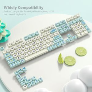 WOMIER 122 Keys MDA Profile Black Bear PBT Keycaps Customs Double Shot Key caps for 87/104 Cherry MX Switch Gaming Mechanical Keyboard