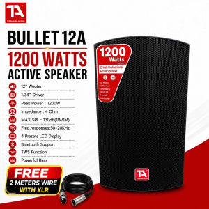 Titanium Audio Bullet 12A Active Speaker 1200 Watts 12 Inch Bluetooth LCD Display 1pc per Order