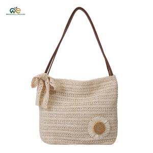 Women Straw Woven Shoulder Bag Large Capacity Underarm Purse Female Top Handle Bag for Travel Shopping Daily Use[Winnereco Lifestyle]