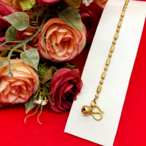 สร้อยข้อมือทองเหลืองลายไข่เป็ดสลับไข่ปลาห้อยกระพรวน ยาว 7 นิ้ว ทองเหลืองแท้ งานดิบไม่ชุบ พร้อมส่ง