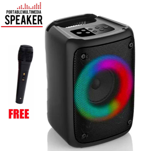 RGB Light Wireless Bluetooth Speaker with Free Mic Multicolor LED Flash Lights Portable Stereo Karaoke Super Bass 3 inch KTS Speakers