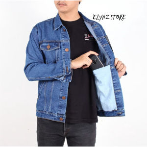 elyaz store jaket jeans pria bahan tebal hangat
