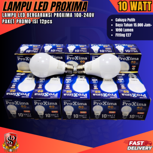 PAKET GROSIL ISI 12 PCS Lampu LED Proxima 10 WATT E27 SNI Cahaya Putih Terang Hemat Energi 10 WATT Proxima Original Paket Isi 12 PCS