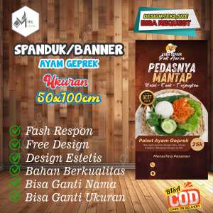Spanduk Banner Size 50x100 Cm AYAM GEPREK Free Custom Design Dan Ukuran