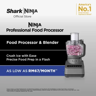 Ninja Food Processor with 4 Automatic Programs Chop Puree Slice Mix and 3 Manual Speeds 2.1L Bowl Chopping Slicing & Dough Blades 850W Dishwasher Safe Parts Black BN650