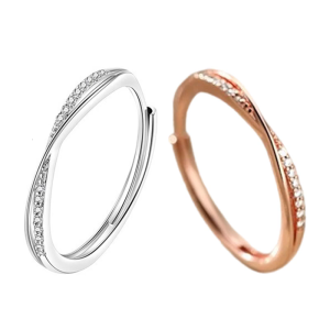 Elegant Womens Crossed Line Rings in Sturdy Alloy Materials Adjustable Designs for Wedding and Anniversary Wear