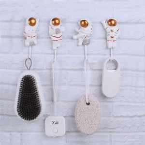 15MIN Self-Adhesive Resin Home Decor No Trace Astronaut Model Strong Viscose Bathroom Accessories Wall Hook Key Holder Astronaut Hook