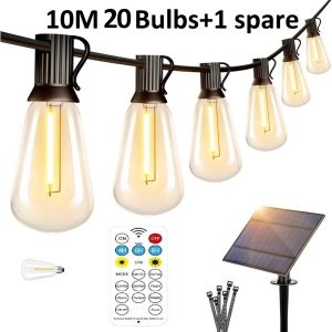 【Christmas Special Offer】A-LINNA Solar String Light Christmas decorations Lamps Outdoor Lighting Waterproof 30LED Bulbs 14M With Solar Panel And Remote Control 2200K including ties for Garden or courtyard Super Bright support COD 30 years warranty