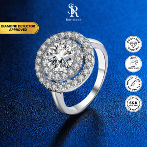 RoyStone - Cincin Wanita Moissanite Sertifikat GRA Original Lapis Emas - Luminous Ring