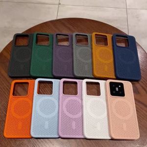 หรูหรา ระบายอากาศได้ สำหรับเคสชาร์จไร้สายแม่เหล็ก Magsafe สำหรับ Xiaomi 15 14 Pro 13 Redmi K70 K60 Ultra ฝาครอบระบายความร้อน