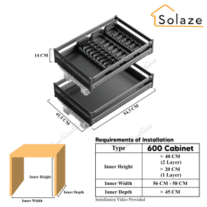 Solaze Aluminum Alloy Sliding Out Kitchen Cabinet Storage Shelf Multifunction Drawer Shelf Storage Basket Organizer
