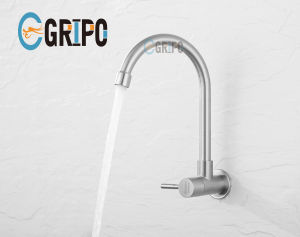GRIPO Premium 304 Stainless Wall Mount Type Kitchen Faucet Single Cold Brushed Finish