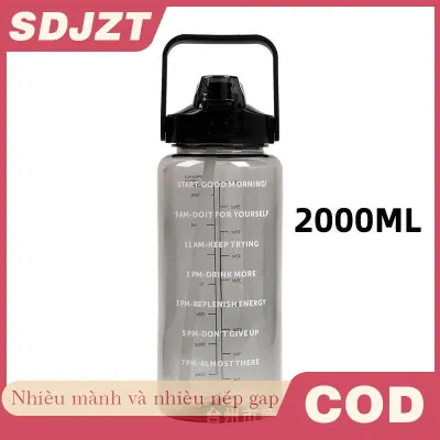 SDJZT 2 Liters Straw Plastic Water Bottle Large Portable Travel Bottle Fitness Cup High Value Big Fat Cup Adult Universal