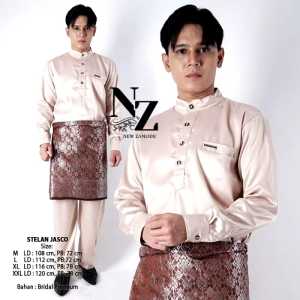 Stelan Adat Melayu Jasco Premium - Baju Pakaian Adat Pria Premium - Satin Kondangan Melimau