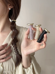 Simple Coiled Hair Bands Fashionable Telephone Cord Elastic Hair Tie Elegant Ponytail Holder Elastic Coiled Hair Ties