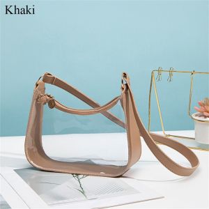 QANGENJU สีลูกอมสี กระเป๋าสะพายไหล่โปร่งใส พีวีซีพีวีซี เล็กๆน้อยๆ ถุงใต้วงแขน ลำลองแบบสบายๆ ซิปมีซิป กระเป๋าถือแบบถือ ผู้หญิงผู้หญิงผู้หญิง