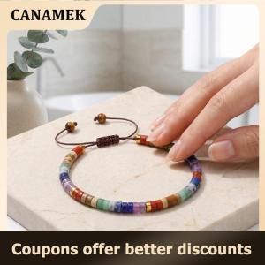 【 CANAMEK 】 7 Chakra Bracelet Natural Stone Rainbow Beads for Yoga Meditation Mindful Relaxation Meditation Practice