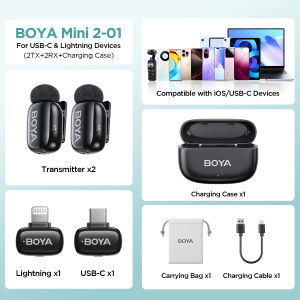 (New Arrivals)BOYA mini 2 Wireless Lavalier Microphone Original AI Noise Cancelling Mic for Vlogging iPhone Android PC