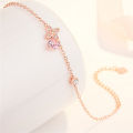 SSA Korean Sier Clover Bracelet Heart Shape Dia Peach Pollen Crystal Charm Bangle Women Girls Jewelry Gift. 