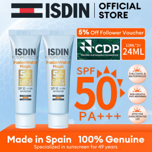 ISDIN Sunscreen Fusion Water SPF50+PA+++ A lcohol-free Moisturizer Antioxidant  For Sensitive Skin 12ML*2