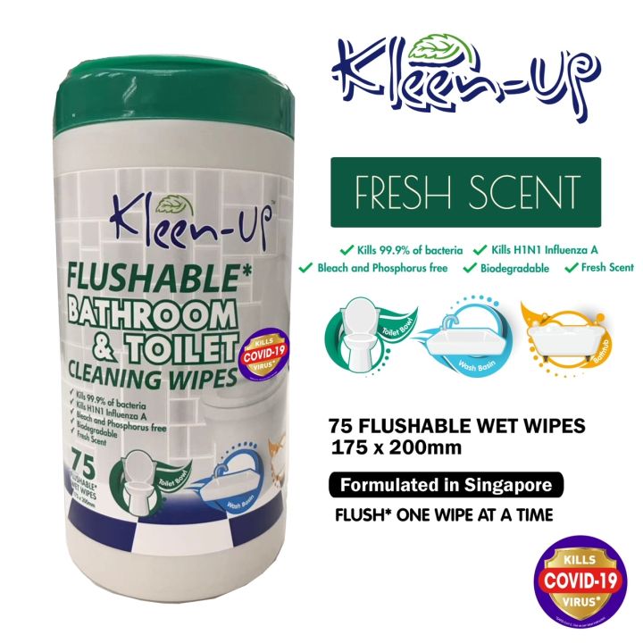[Kleenup] Flushable Bathroom & Toilet Wet Wipes 75 sheets Effective