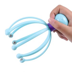New product Head massager Scalp massager 8 finger head massager for relief Head care Massage  gifts Octopus Paw Head Decompression Massager Pink/Blue for parents