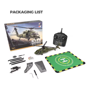 Wltoys Black Hawk เฮลิคอปเตอร์ K170 UH-60L 2.4G 4CH หกแกน Gyroscopic มอเตอร์ไร้แปรงทหารสีเขียว RC เฮลิคอปเตอร์ RC เครื่องบิน🚚