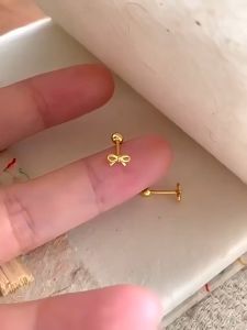 Fashion Korean mini bow earrings female gold color silver color student birthday gift
