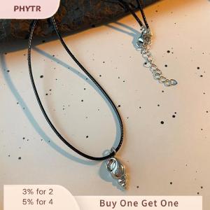 PHYTR HOT Retro Black Rope Heart Shell Pendant Necklace For Women Starfish Clavicle Chain Necklace Trendy Accessories Gift