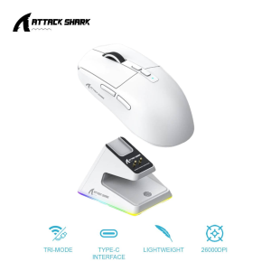 Attack Shark X6 Wireless Gaming Mouse Tri-Mode 2.4G USB-C Wired Bluetooth with Bottom RGB Charging Case