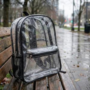 WP💓💛💖 Transparent PVC Backpack Outdoor Sports Fitness Knapsack Large Capacity Waterproof Travel Bag For School And Gym Visible Design