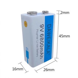 6800mAh Li-ion 9V Rechargeable Batteries 9 Volt Type USB charging battery 9VST 9V Rechargeable L-I-Ion B-Attery Micro USB Dry Carbon Battery 6F22 Multimeter Microphone Remo