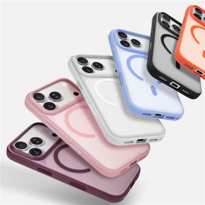 For Magsafe Frosted Candy Color Shockproof Armor Case For iPhone 17Pro 18Pro 17Pro Max Touch Camera Button c Hard Cover