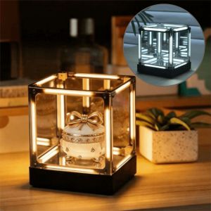 NOBLELYN Maglev Technology Electronic Game Desktop Light Transparent Cube LED Lighting Maglev Hypercube 4D Night Light Creative Place Ornaments Desktop Night Light Desktop Decor