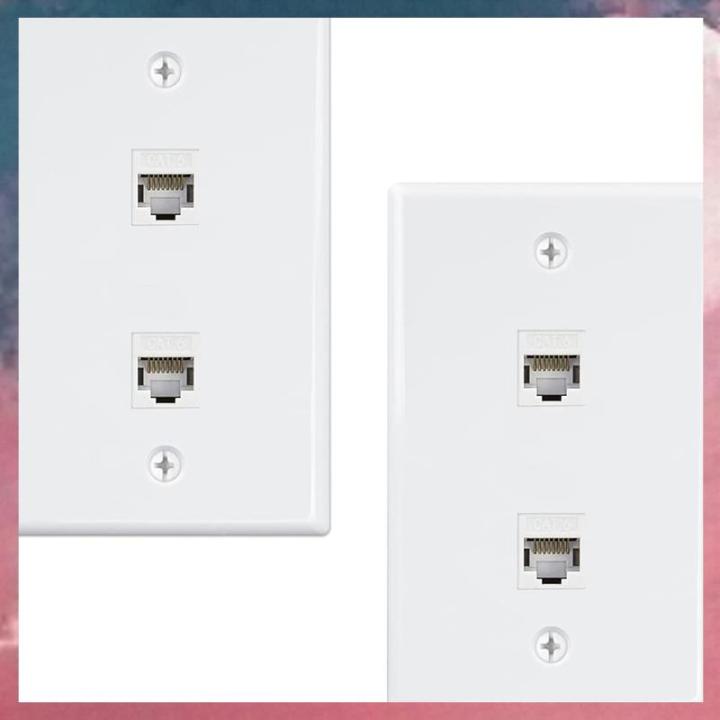 2 Port Wall Plate, Cat6 Female to Female Wall Jack RJ45 Inline
