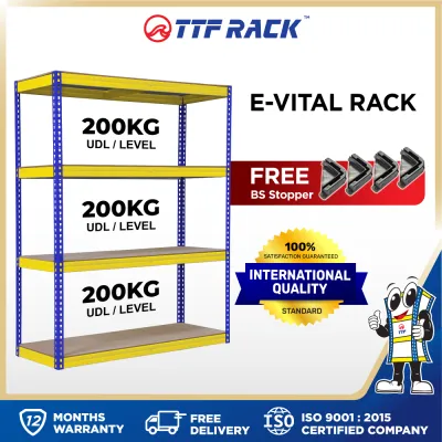 TTF Rack™️ E-VITAL RACK 800kg Boltless Rack Rak Besi Bertingkat Serbaguna Metal Rack Storage Rack Yellow & Blue Rak Dapur Kitchen Rack