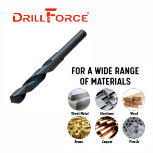 HSS Twist Drill Bits 22.5-40mm 1/2" Reduced Shank High Speed Steel Black Oxide Coated Industrial Grade for Hard Metal Drilling