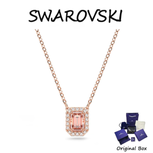 ♈Swarovski♈ M443951 สร้อยคอพลอยคริสตัลสีชมพูทรงแปดเหลี่ยมสีโรสโกลด์ (แจกกล่องของขวัญบรรจุภัณฑ์ของแท้)