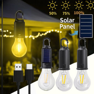Đèn Bulb Led Treo Lều Solar Sạc Type C - Đèn Camping Mini Chống Nước 3 Chế Độ Sáng Dã Ngoại