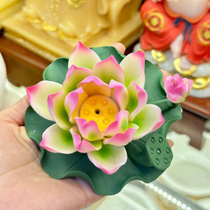 Hoa Sen Sứ Kèm Nụ Thả Bát Thả Hoa - Đế Sen Gốm Sứ Cắm Nhang - Sen Sứ Đốt Trầm Thả Bát Minh Đường Tụ Thủy