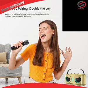 Portable BT Speaker System with 2 Microphones Subwoofer Powerful Sound Box Rechargeable Battery for Girls Boys Family Home Party Birthday Gifts