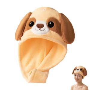 YUDESHUI Vải nhung mềm mại Mũ trùm tóc khô Chất thấm hút Phim hoạt hình Mũ tắm Dễ thương Vải sợi siêu nhỏ Khăn lau tóc Phụ kiện tóc nữ