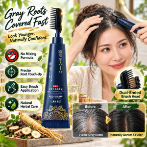 Herbal Hair Dye Comb Natural Hair Color Comb Quick Gray Coverage Hair Dye Applicator Dual Brush Head Root Touch Up Brush Easy Use Home Hair Colouring Tool Men Women