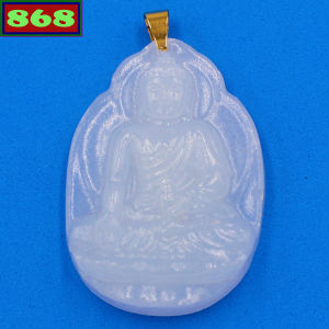 Mặt Phật tổ như lai đá thạch anh trắng 5.3 cm MNLTRV10 mặt dây chuyền phong thủy vòng cổ dây chuyền thời trang