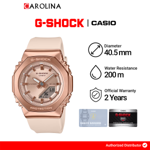 Jam Tangan Wanita Casio G-Shock GM-S2110PG-4A Go metal Rose Gold Dial Beige Resin Band