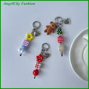 AngelCity Fashion Store Cute Cartoon Flower Phone Pendant Keychain For Women Y2K Colorful Beaded Ornament Bag Charm Accessories Fashion Jewelry Gift