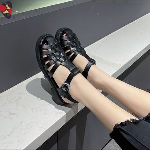 KATERINA FASHION Korean Closed Shoes Flat Sandals For Women Adjustment Strap #A-25