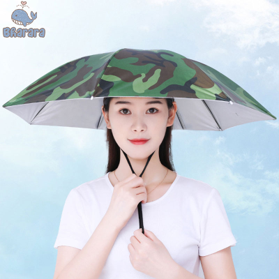 Outdoor hat umbrella rain and rain umbrella hat sun protection hat fishing umbrella shading sun protection ventilation ventilation Diameter 69cm send wind rope
